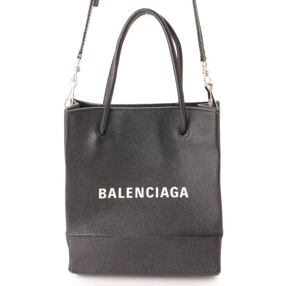 Balenciaga Leather Shopping Tote Bag XXS Black